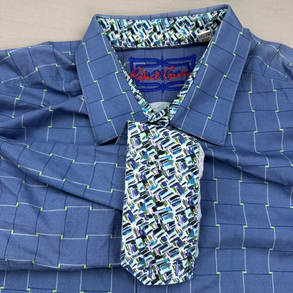 Robert Graham Shirt Mens 2XLT Geometric Pattern Designer Contrasting Trims - Picture 2 of 16